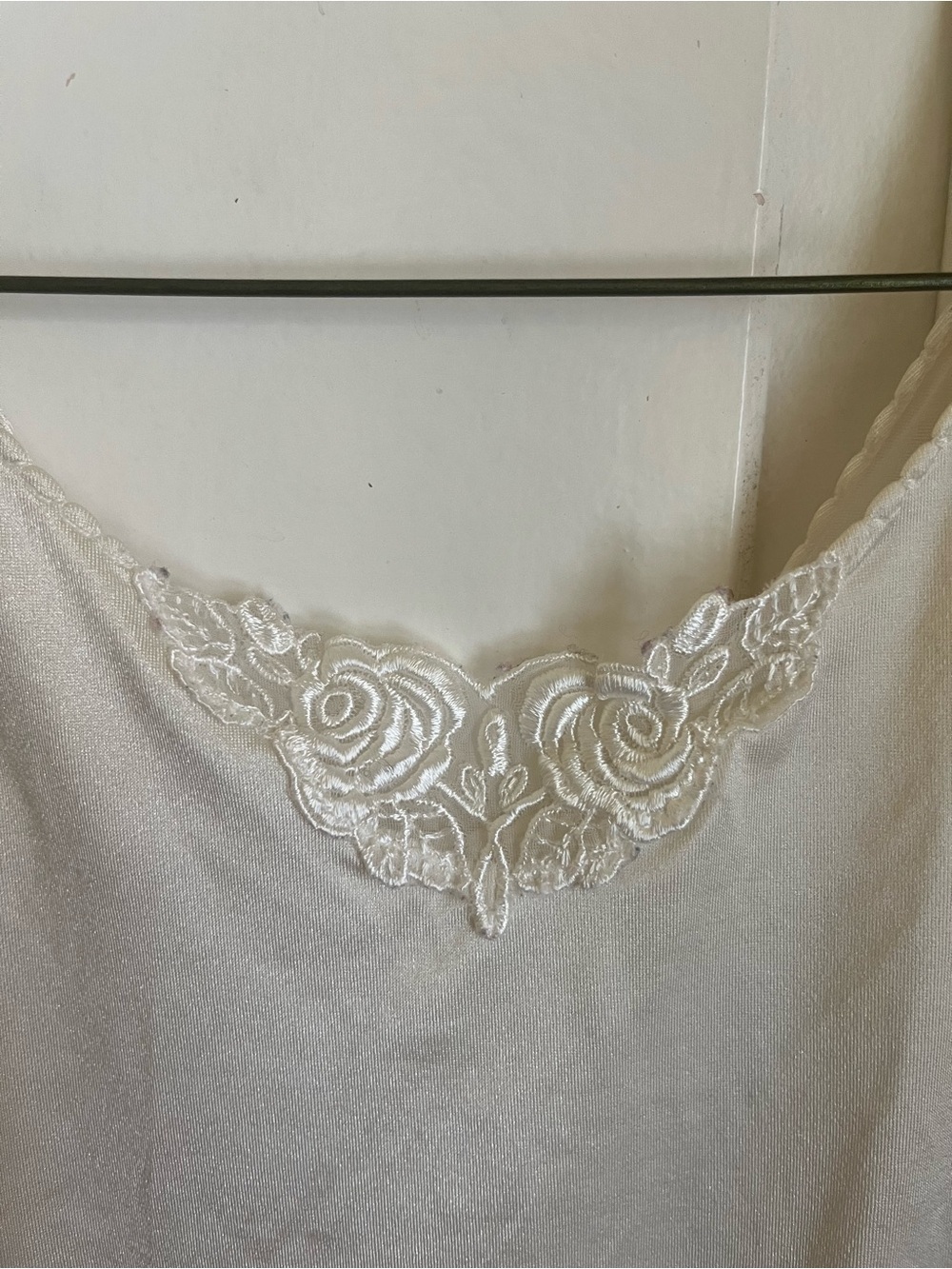 Vintage Bali Studio Lace Trim Satin Camisole - White